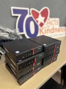 A stack of computers for donation