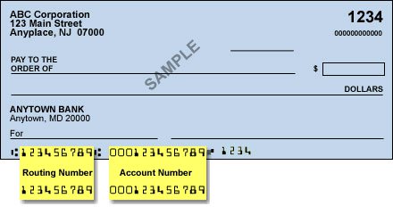 routing number and account number