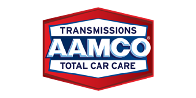 AAMCO transmissions and total car care in blue white and red shield