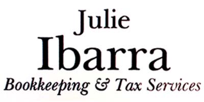 Black and white text logo with Julie Ibarra Bookkeeping & Tax Services